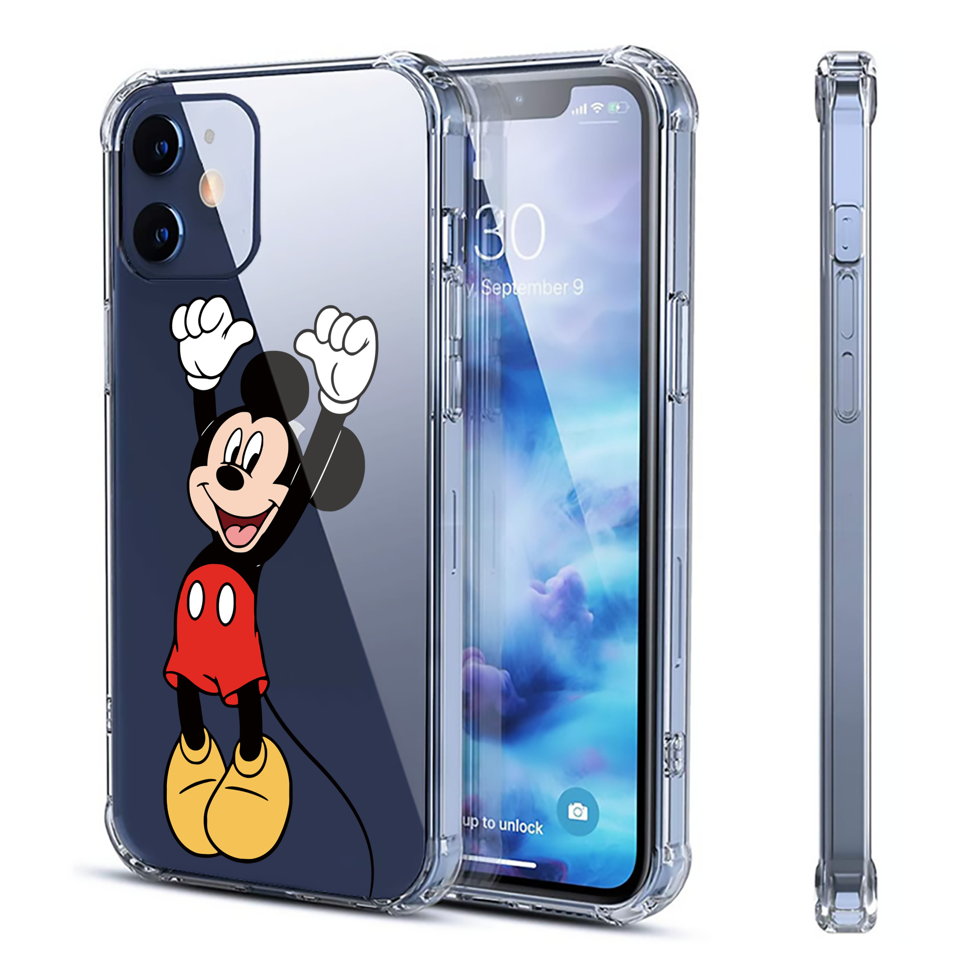 （画像用） ミッキーマウス Mickey Mouse 【iPhone 12シリーズ対応】透明スマホケース（クリアソフトケース）